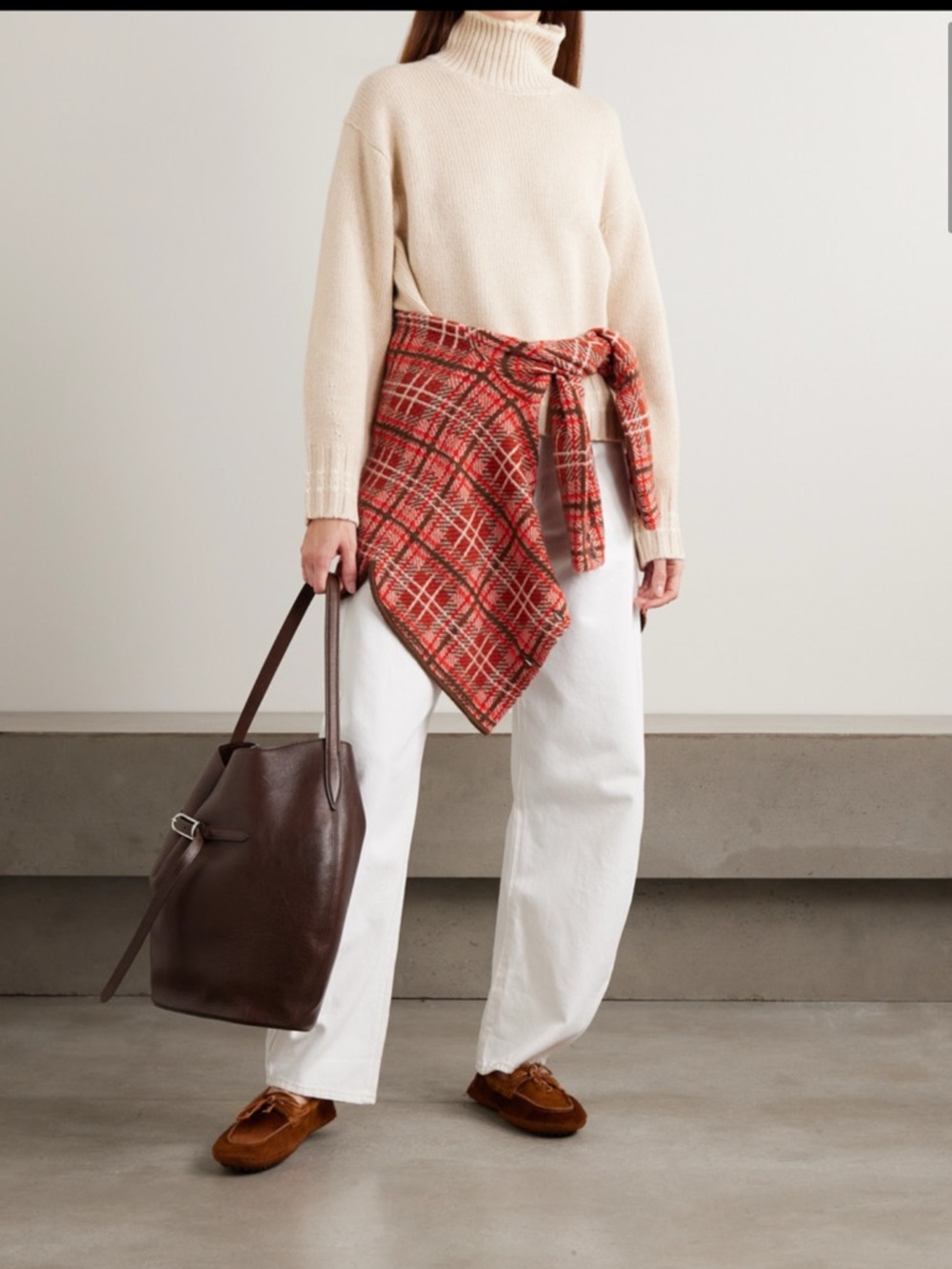 Escada cashmere wool turtleneck sweater old money quilt luxury cream L
